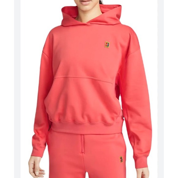 Nike Tops - NWT Nike Dri-Fit Court Heritage Hoodie Sweatshirt Coral Womens Large Tennis Prep
